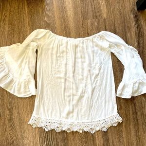 Altar’d State White Ruffle Sleeve Blouse - XS